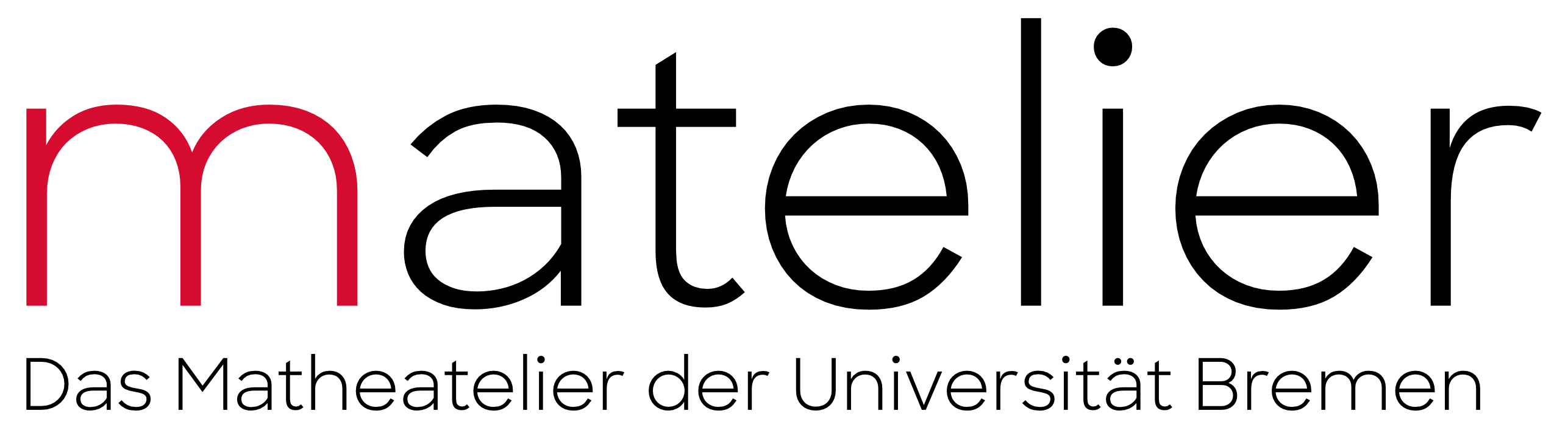 Logo des Matelier: Schriftzug "matelier", darunter kleiner "Das Matheatelier an der Universit?t Bremen"